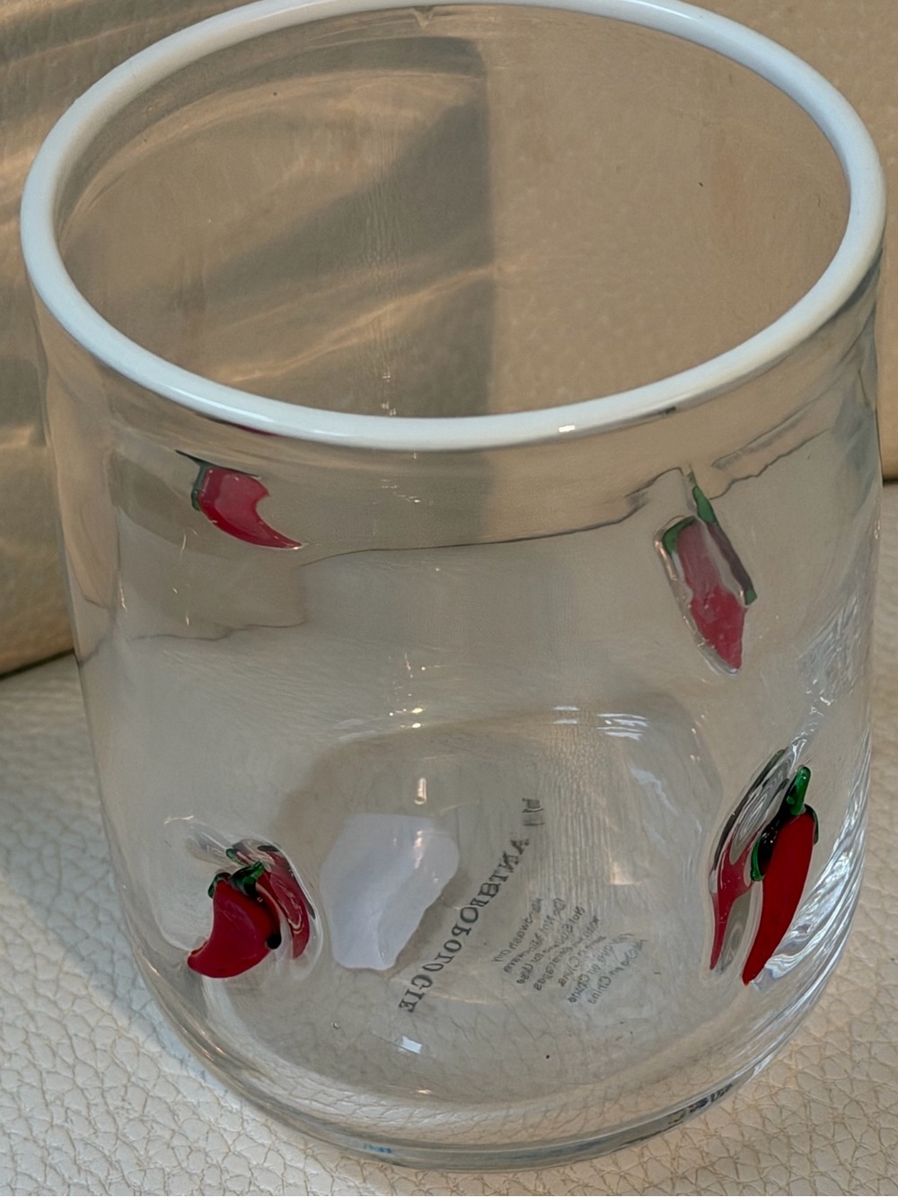 Anthropologie Icon Juice Glass Red Hot Chili Pepper NWT